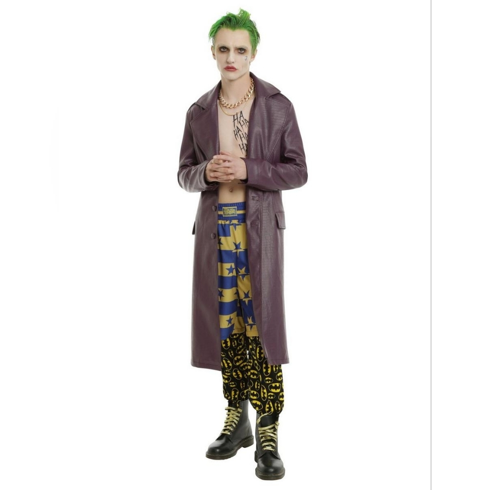 DC Comics Suicide Squad The Joker Mens Trench Coat Authentic Cosplay